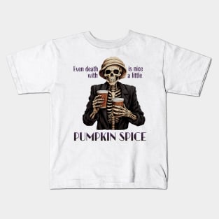 Funny Skeleton with Coffee, Dark Sarcastic Humor Kids T-Shirt